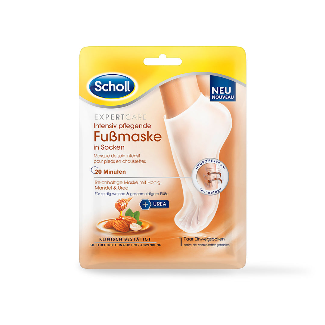 Scholl DE Care Scholl Expertcare intensiv pflegende Fußmaske in Socken mit Honig und Mandel – 1 Paar Einwegsocken
