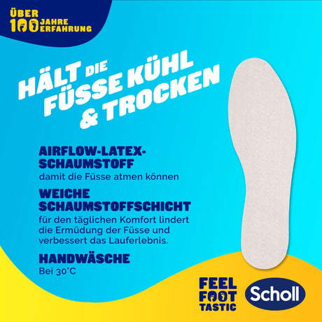 Scholl DE Insoles 35.5 - 40.5 Scholl Atmunsaktive Einlegesohlen für ganztägige Dämpfung & Komfort